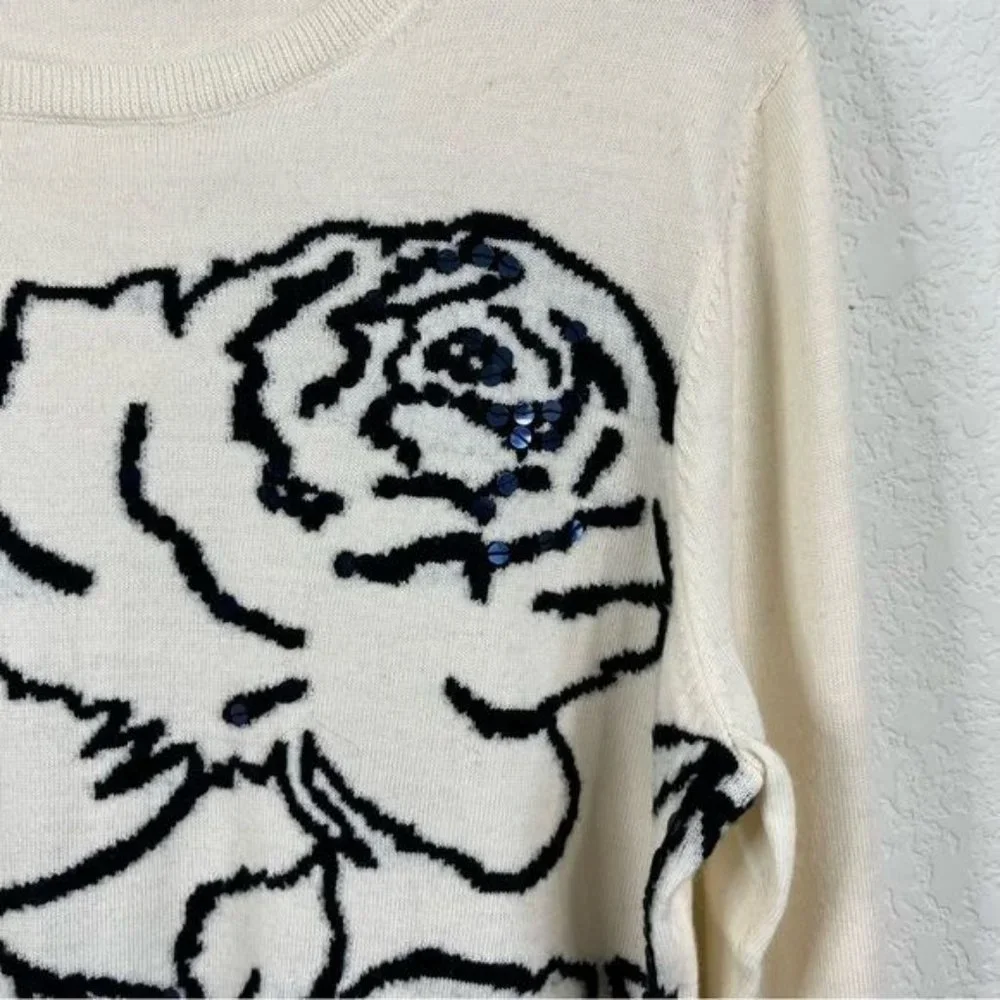 Brooks Brothers Merino Will Rose Sequin Sweater - Picture 2 of 5